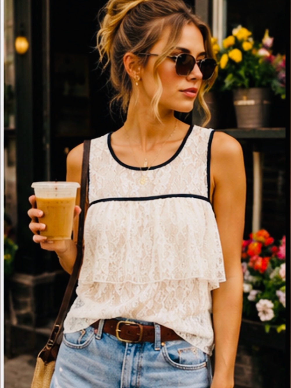 Eddie & Maddie Ivory Lace Ruffle Tank Top | NWOT - Picture 11 of 16